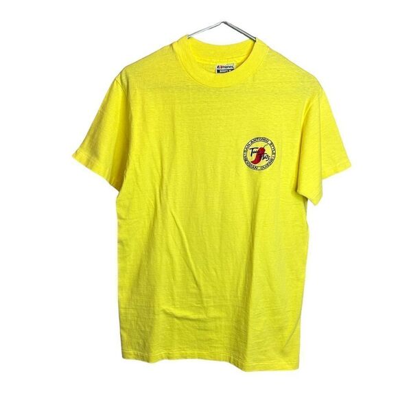 5 for $25🔥Vintage Hanes Yellow Single Stitch Cotton T-Shirt Medium (38-40) - Picture 1 of 8